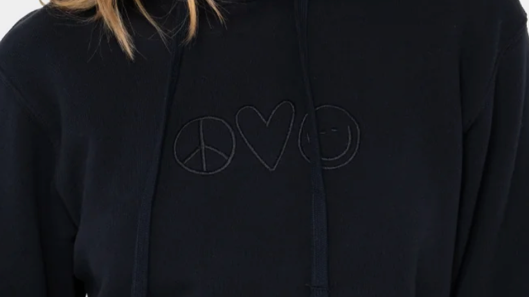 PEACE LOVE WORLD HOODIE IN BLACK - Romi Boutique
