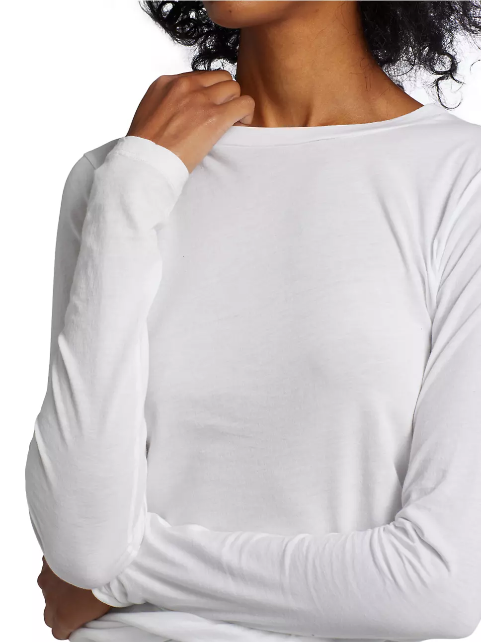 FITTED LONG SLEEVE T-SHIRT IN WHITE - Romi Boutique
