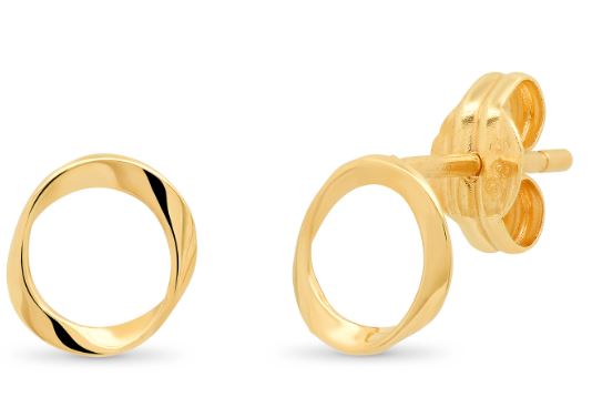 14K GOLD CURVED CIRCLE STUDS - Romi Boutique