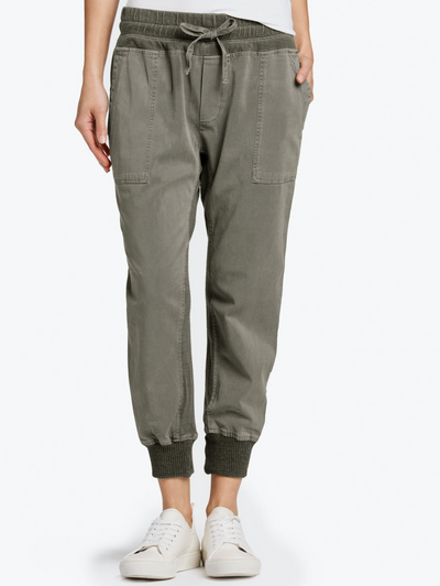 MIXED MEDIA PANT IN ARMY GREEN - Romi Boutique