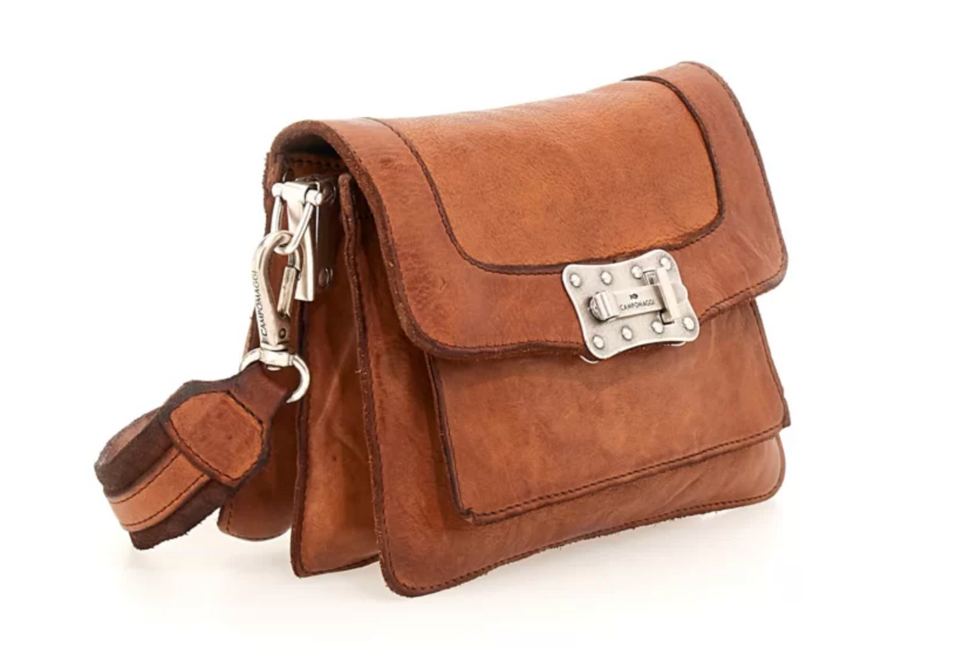 AGNESE LEATHER CROSSBODY BAG IN COGNAC - Romi Boutique