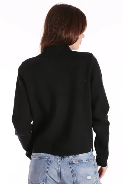 COTTON BLEND SOLID SHACKET IN BLACK - Romi Boutique