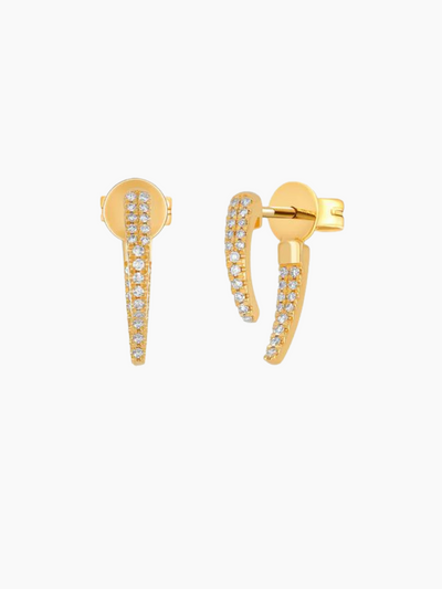14KW MINI DIAMOND HOOK EARRING - Romi Boutique