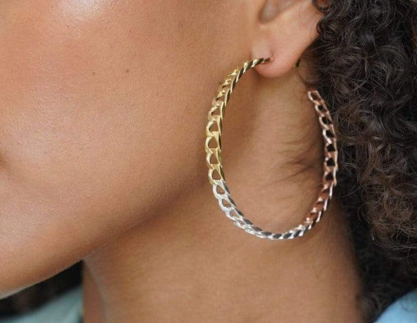 BLAKELY 2.5 HOOPS IN YELLOW/SILVER/ROSE - Romi Boutique