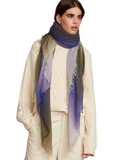 OMBRE CASHMERE SCARF IN DAZZLING BLUE - Romi Boutique