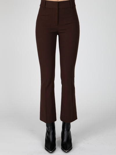 CROSBY CROPPED FLARE TROUSER IN CHOCOLATE - Romi Boutique