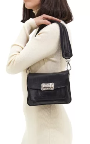 AGNESE LEATHER CROSSBODY BAG IN BLACK - Romi Boutique