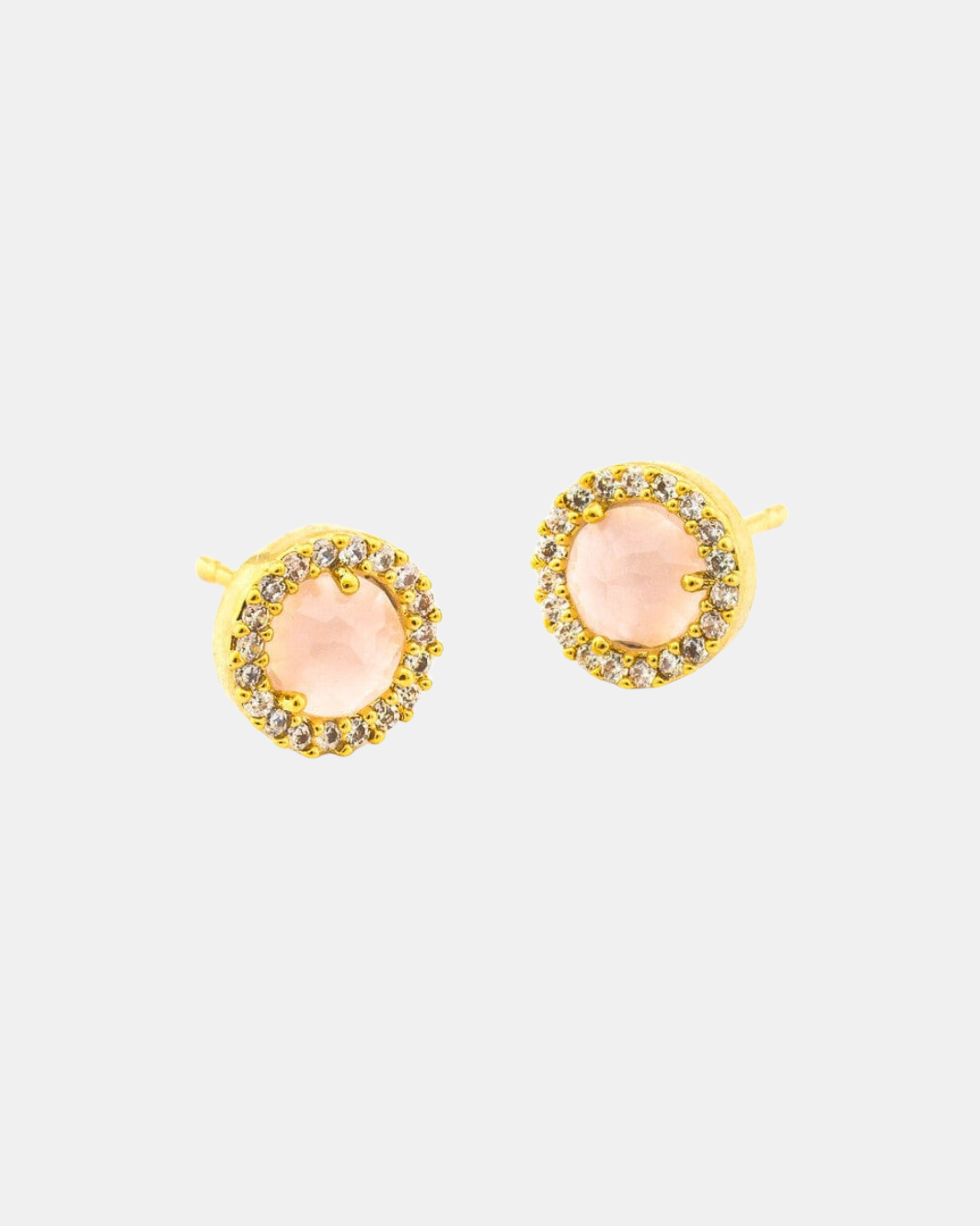 SMALL PAVE GLASS EARRING IN ICE PINK - Romi Boutique