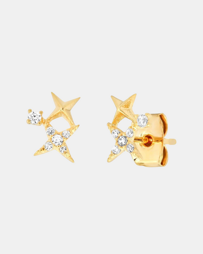 STARBURST CZ EARRINGS IN GOLD - Romi Boutique