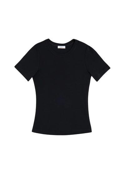 PALOMA RIB BABY TEE IN BLACK - Romi Boutique