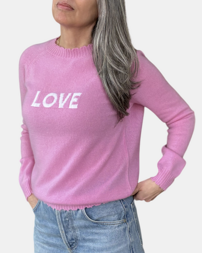 LOVE CUSTOM FRAYED CREW IN ROSETTA - Romi Boutique