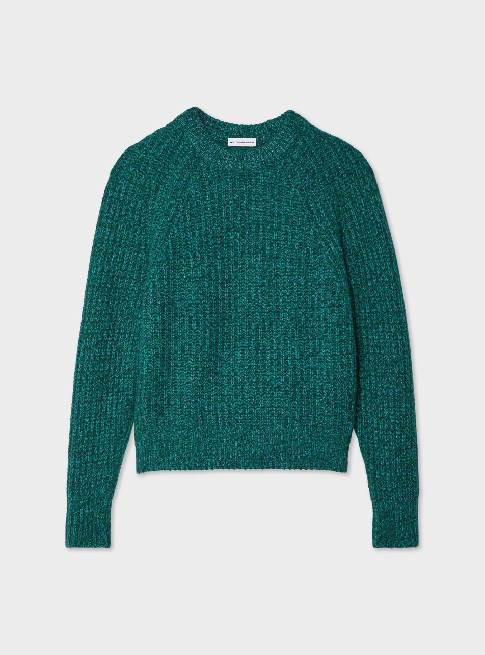 CASHMERE MARLED CREWNECK IN GREEN MARL - Romi Boutique
