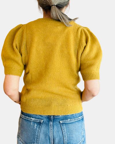 ARIA SHORT SLEEVE PULLOVER IN TURMERIC - Romi Boutique