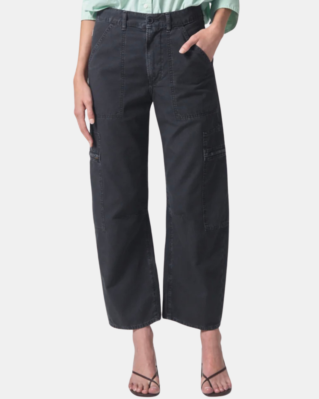 MARCELLE LOW SLUNG EASY CARGO IN WASHED BLACK - Romi Boutique