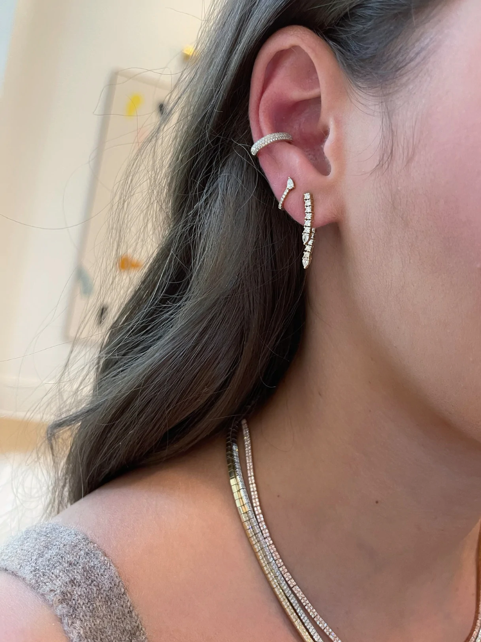 DIAMOND TEARDROP FRINGE EARRING - Romi Boutique