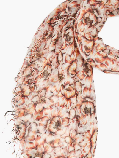 CINNAMON PEONY CASHMERE AND SILK SCARF - Romi Boutique