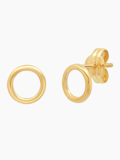 14K GOLD HOLLOW CIRCLE STUD EARRINGS - Romi Boutique