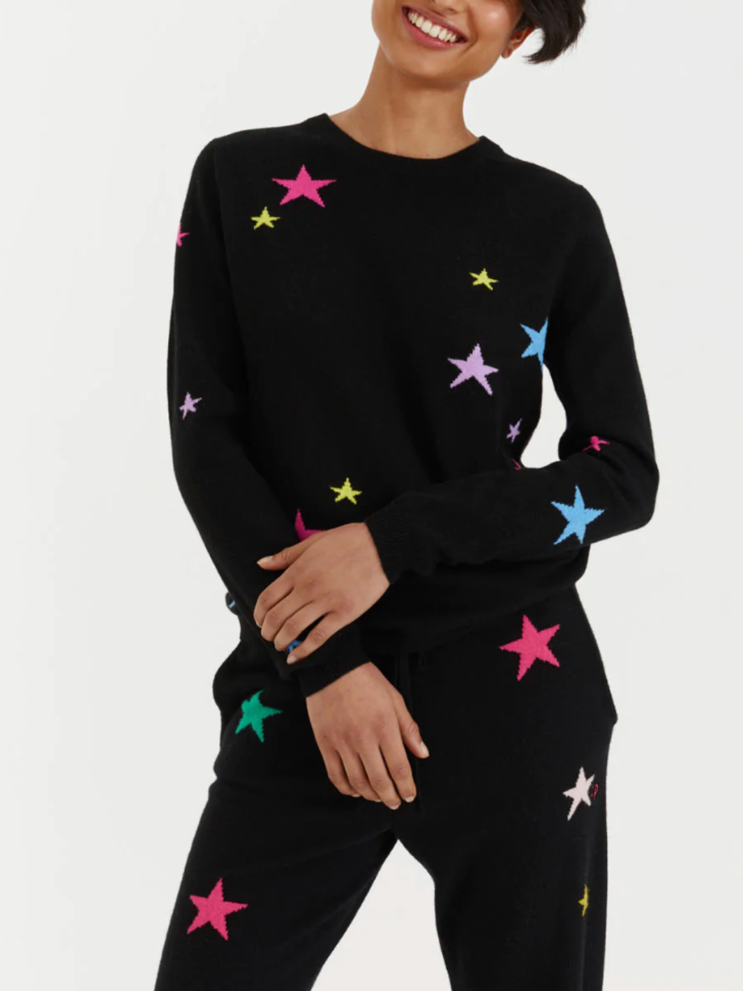 STAR SWEATER IN BLACK / MULTI - Romi Boutique