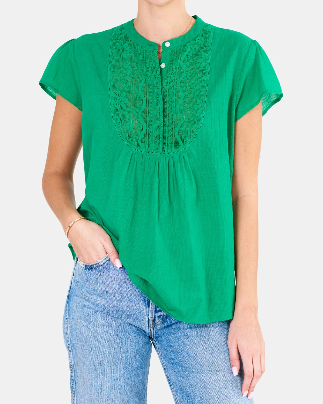 FREYA LACE TOP IN GREEN - Romi Boutique