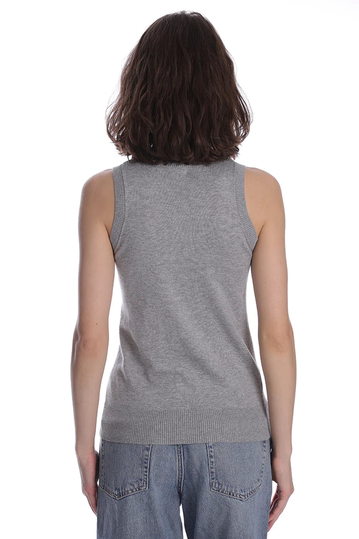 SUPIMA COTTON CASHMERE SCOOP NECK TANK IN ASH GREY - Romi Boutique