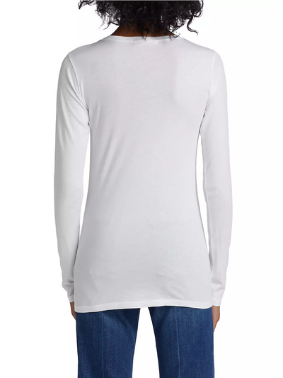 FITTED LONG SLEEVE T-SHIRT IN WHITE - Romi Boutique