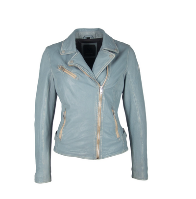 SOFIA RF LEATHER JACKET IN WINTER SKY - Romi Boutique