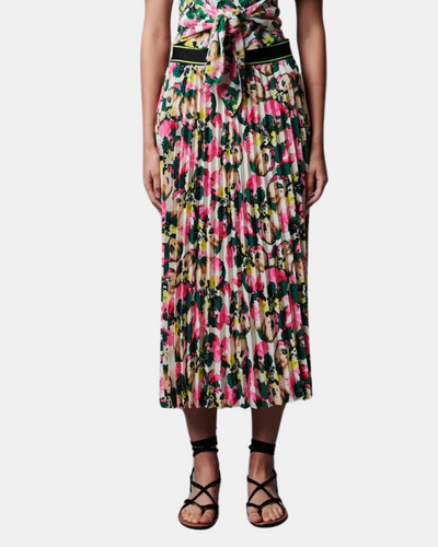 WARHOL FLORAL PLEATED SKIRT IN VIBRANT - Romi Boutique