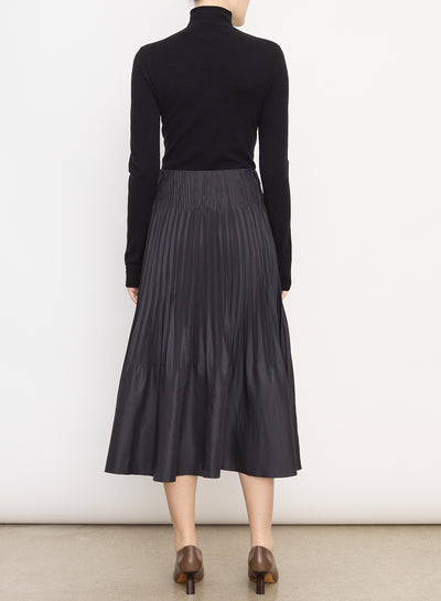 PINTUCK PLEATED PULL ON SKIRT IN BLACK - Romi Boutique